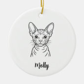 Persoonlijke Haarloze Kattenkerstmis Keramisch Ornament (Voorkant)