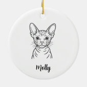 Persoonlijke Haarloze Kattenkerstmis Keramisch Ornament (Achterkant)