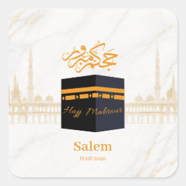 Persoonlijke Hajj Mubarak Kaaba met Arabisch Vierkante Sticker