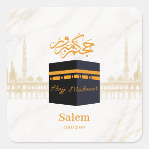 Persoonlijke Hajj Mubarak Kaaba met Arabisch Vierkante Sticker
