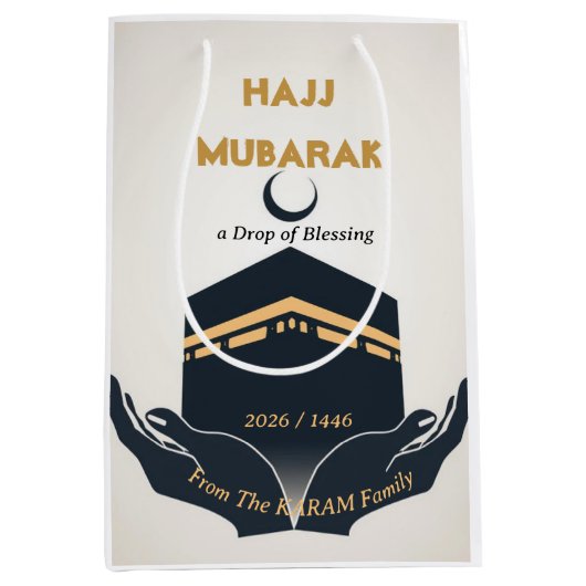 Persoonlijke Hajj Mubarak Medium Cadeauzakje (Voorkant)