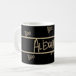 Persoonlijke Halloween boo zwart en goud Koffiemok