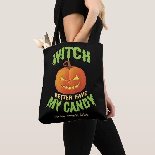 Persoonlijke Halloween-Canvas tas (Dichtbij)