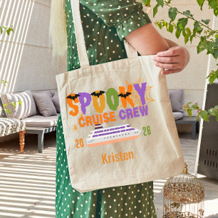 Persoonlijke halloween cruise gezinsreis tote bag