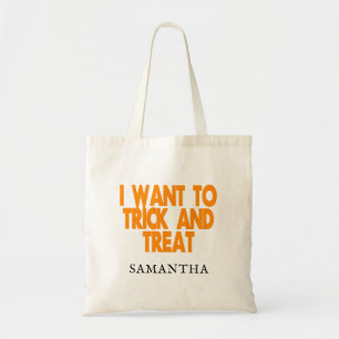 Persoonlijke Halloween-feesttruc of -behandeling Tote Bag