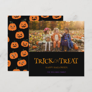 Persoonlijke Halloween-foto kaart Trick or Treat