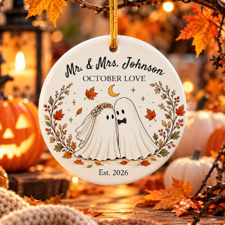 Persoonlijke Halloween-huwelijk Keramisch Ornament