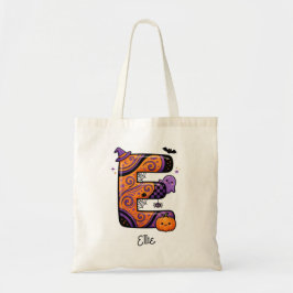 Persoonlijke Halloween Initiaal E Griezelige Herfs Tote Bag