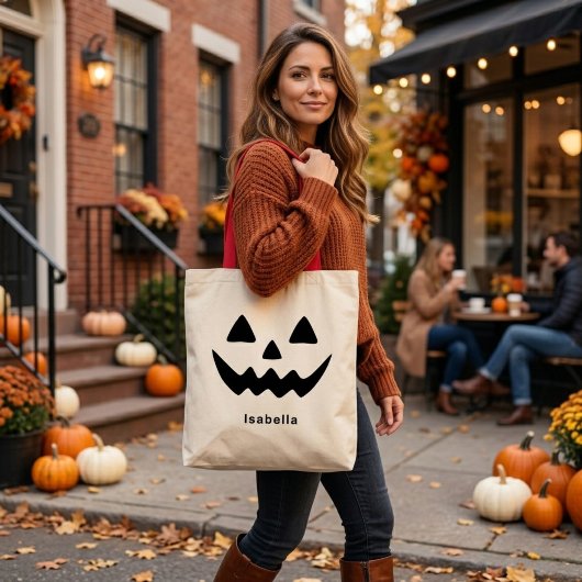 Persoonlijke Halloween Jack O Lantern Pompoen Gezi Tote Bag