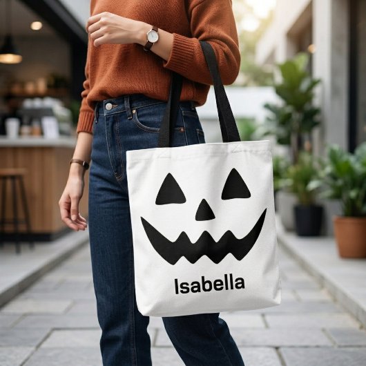 Persoonlijke Halloween Jack O Lantern Pompoen Gezi Tote Bag