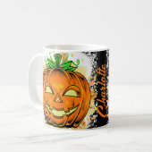 Persoonlijke Halloween JackoLantern Spooky Pumpkin Koffiemok (Voorkant links)