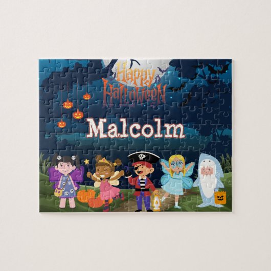 Persoonlijke Halloween Kinderrader Legpuzzel (Horizontaal)