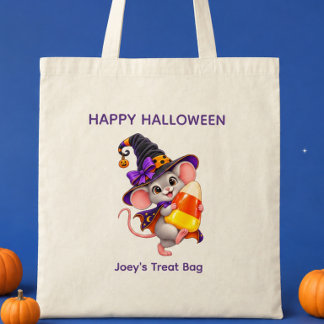Persoonlijke Halloween Muis met Snoep Mais Tote Bag