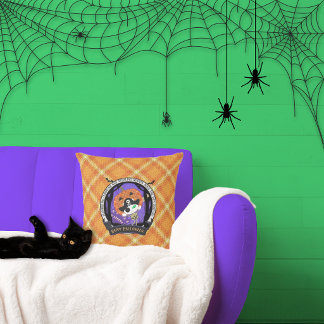 Persoonlijke Halloween Oranje Geruite Piraat Skele Kussen