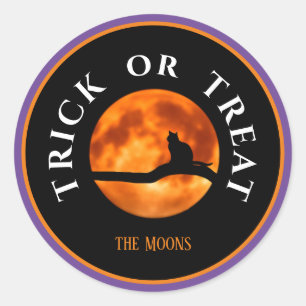 Persoonlijke, Halloween Trick or treat met maan Ronde Sticker