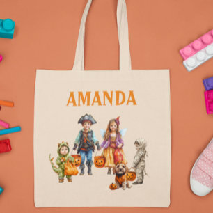 Persoonlijke Halloween Trick-or-Treat voor kindere Tote Bag