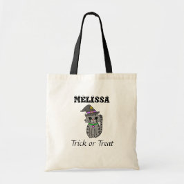 Persoonlijke Halloween Trick or Treating Kat Tote Bag