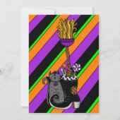 Persoonlijke Halloween-uitnodigingen | Hek en kat Kaart (Achterkant)