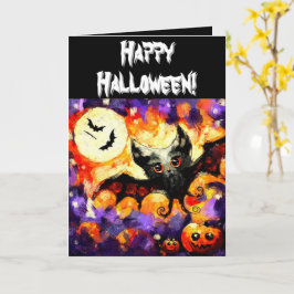 Persoonlijke Halloween Vleermuis & Jack-O-Lanterns Kaart