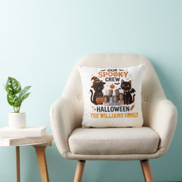Persoonlijke Halloween Zwarte Kat Familie Collecti Kussen