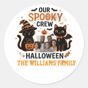 Persoonlijke Halloween Zwarte Kat Familie Collecti Ronde Sticker