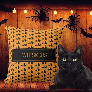 Persoonlijke Halloween Zwarte Kat Liefhebber Pompo Kussen