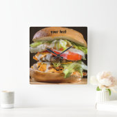 Persoonlijke Hamburger Foto Acrylwandklok Vierkante Klok (Huis)