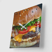 Persoonlijke Hamburger Foto Acrylwandklok Vierkante Klok (Hoek)