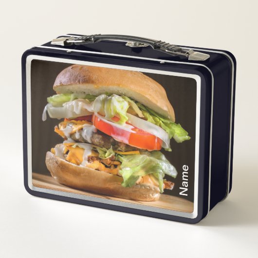 Persoonlijke Hamburger Metal Lunchbox (Achterkant)