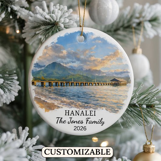 Persoonlijke Hanalei-versiering, Aangepaste Hawaï Keramisch Ornament