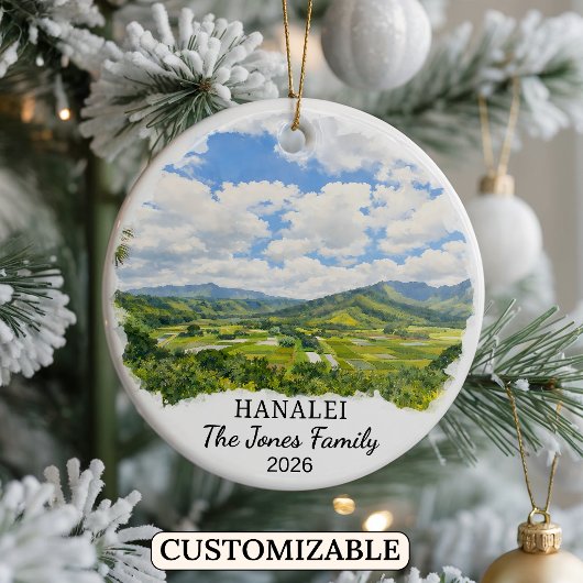 Persoonlijke Hanalei-versiering, Aangepaste Hawaï Keramisch Ornament