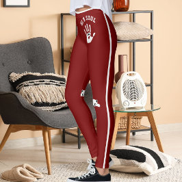 Persoonlijke Hand Kat Huisdier Diep Rood Witte Str Leggings