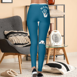 Persoonlijke Hand Kat Huisdier Oceaanblauw Witte S Leggings