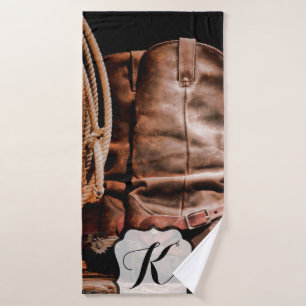 Persoonlijke handdoek Cowboy Boots Barn Wood Rus