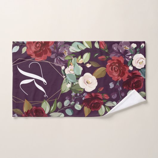 Persoonlijke handdoek Paarse Rozen Gold Geo (Handdoek)