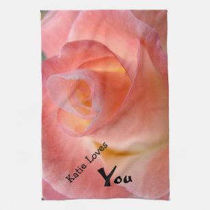 Persoonlijke handdoekcadeaus Roze Roos Ik Hou van Theedoek