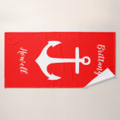 Persoonlijke handdoeken voor rood en wit anker (Badhanddoek)