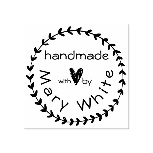 Persoonlijke Handgemaakte Met Liefde Krans Hart Rubberstempel (Afrduk)