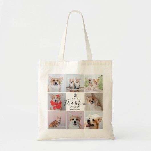 Persoonlijke handgeschreven beste hond 8 Foto Tote Bag (Voorkant)