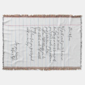 Persoonlijke handgeschreven briefliefhebber mam deken (Voorkant)