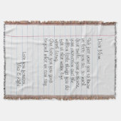 Persoonlijke handgeschreven briefliefhebber mam deken (Voorkant)