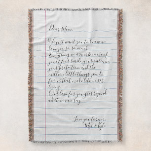 Persoonlijke handgeschreven briefliefhebber mam deken