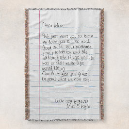 Persoonlijke handgeschreven briefliefhebber mam deken