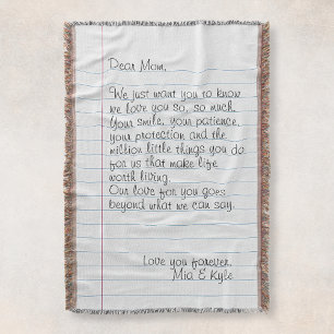 Persoonlijke handgeschreven briefliefhebber mam deken