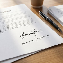 Persoonlijke handgeschreven handtekening en functi  zelfinktende stempel