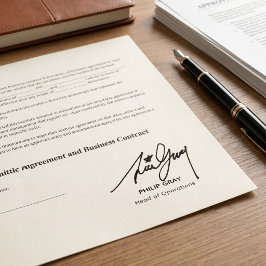Persoonlijke handgeschreven handtekening en functi  zelfinktende stempel