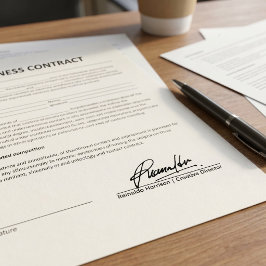 Persoonlijke handgeschreven handtekening en functi  zelfinktende stempel