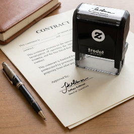 Persoonlijke handgeschreven handtekening en functi  zelfinktende stempel
