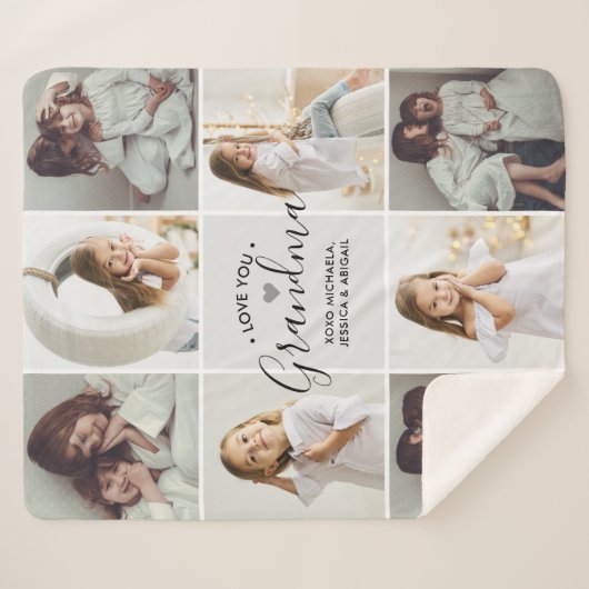 Persoonlijke handgeschreven liefde grootmoeder 8-f sherpa deken (Voorkant (horizontaal))