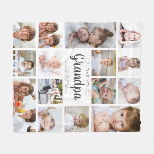 Persoonlijke handgeschreven liefde je opa 15 foto fleece deken (Voorkant (Horizontaal))